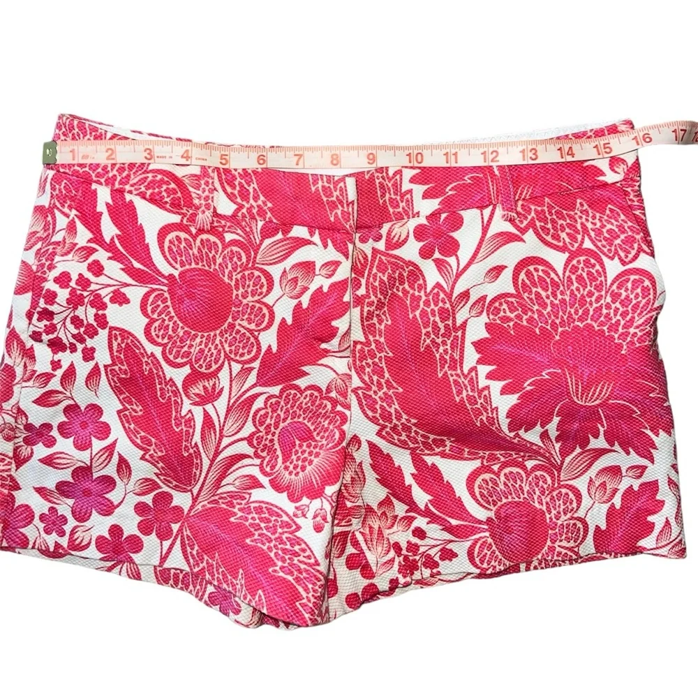 KENAR women’s pink and white floral paisley textured cotton shorts size 6